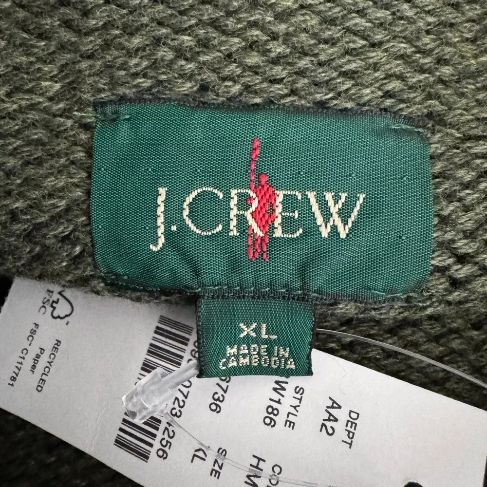 J. Crew 1988 Rollneck‎ Sweater Mens XL Green Cotton Solid NWT FS-1520